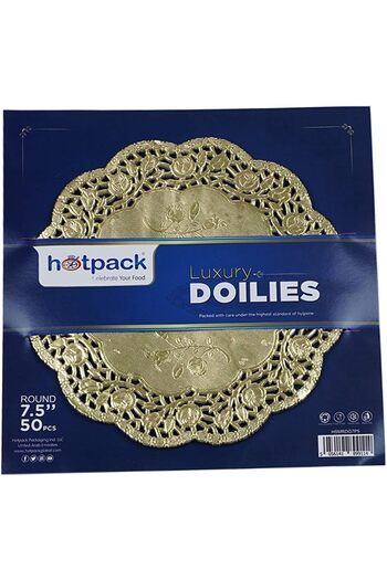 Hotpack Gold Round Paper Doilies 7.5 Inch, 50 Pieces