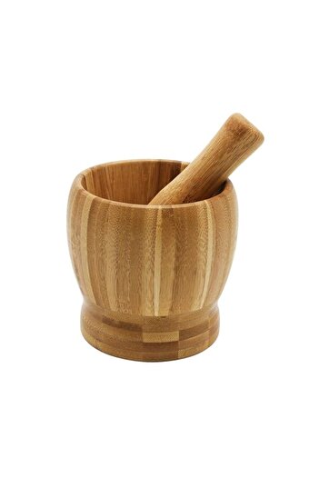 Generic Natural Bamboo Wood Herb Spice Grinder Crusher Bowl Mortar and Pestle, Small, NO