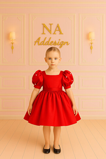 NA ADDESIGN Premium Satin Pearl Detailed Puffy Princess Dress – Available in Different Color Options
