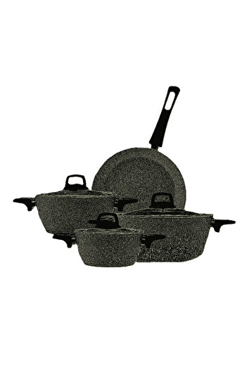 Golden Crown Granite cookware set, 3 pots with stainless steel lid and golden crown frying pan