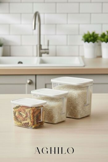Aghilo 3-Piece Deep Storage Container Set with Handles (2.75 Lt + 3.25 Lt + 5.40 Lt)