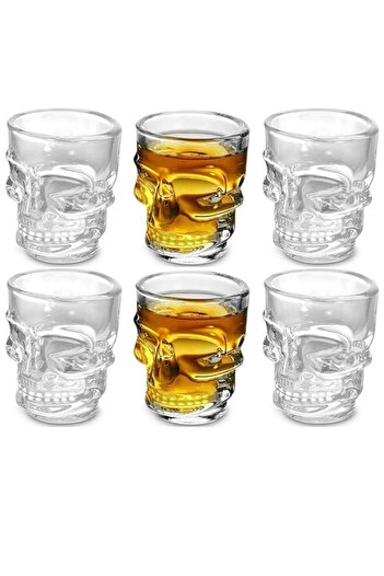 Generic Circleware Skull Face Heavy Base Whiskey Shot Gl, Set of 6, Party Home and Entertainment Dining Bev