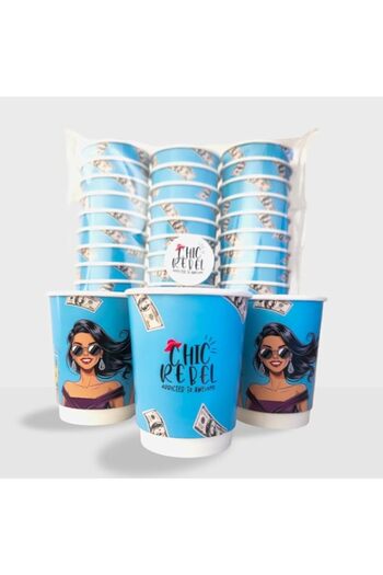 Generic ChicRebel 8oz,12oz, Disposable Heavy Duty Double Wall Paper Party Cups for Hot & Cold Drinks Coffee