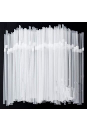 Generic Bukela Disposable Plastic Straws 100 Pack Clear Flexible Drinking Straws 177 x 6 MM Plastic Bendy