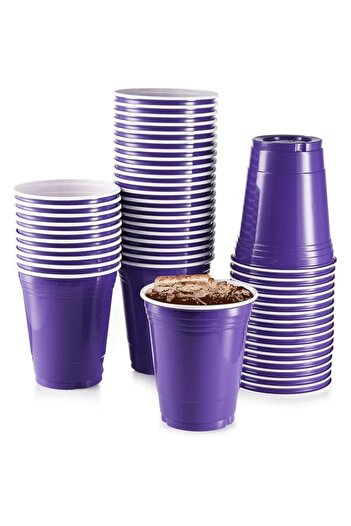 Generic Disposable Plastic Cups, Purple Plastic Cups, 16oz/500ml Plastic Party Cups, Heavy-Duty Disposable
