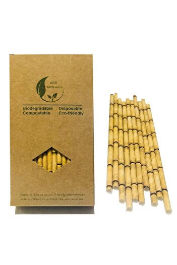 Generic Yellow Bamboo Straws Paper Drinking Straws to Replace Plastic Straws, No Plastic Straws, Compostabl
