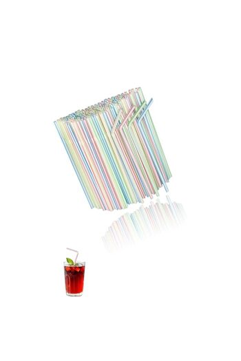 Generic Sweet seven 500-Pack Striped Flexible Plastic Drinking Straws - 8'' Tall - Assorted Colors - Dispos