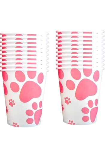 Generic 20 Pcs Dog Paw Print Party Cup Set, Disposable Water Cup, Pink Doggy Paw Print Cup, Cups for Kids B