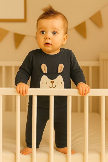 tuma collectıon Erkek Çocuk Kışlık Eşofman Takımı Sweatshirt Alt Pamuklu Üç İplik Şardonlu 1-2-3-4 Yaş