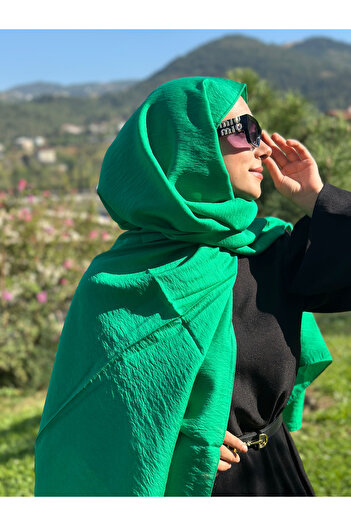 Lantliv Hijab Viscose Silk Blended Aerobin Fabric Solid Color Shawl, Self Wrinkle Pattern Shawl