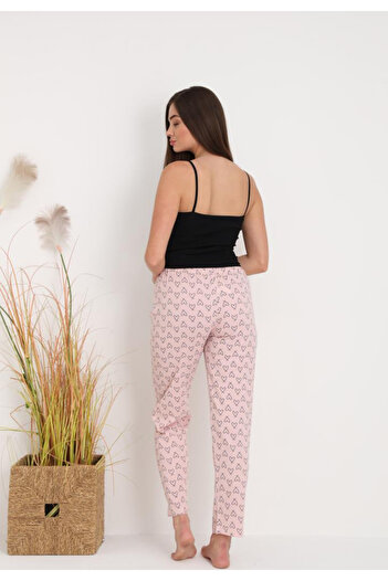 embody Women's Cotton Pyjama Pants with powder pink hearts 206