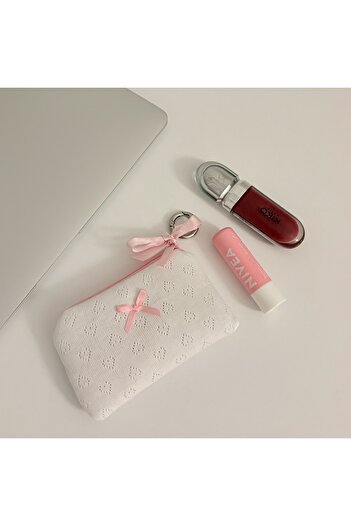 PİNKUE Mini Bow Detailed Card Holder/ Wallet/ Keychain/ Bag Charm/ AirPods Case