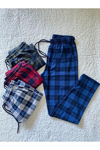 DÜVEN Unisex Women & Men 4-Piece Pajama Bottoms - 100% Cotton Medium Thick Seasonal Sweatpants