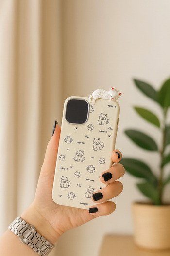 MustCase For iPhone 15 Case 3D Toy Cat Design Flexible Silicone Case