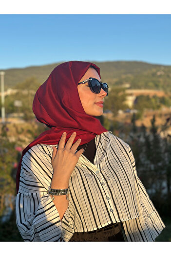 Lantliv Hijab Viscose Silk Blended Aerobin Fabric Solid Color Shawl, Self Wrinkle Pattern Shawl