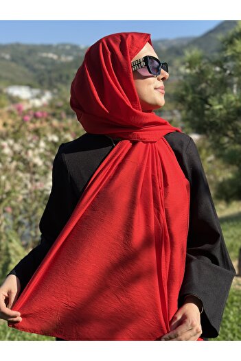Lantliv Hijab Viscose Silk Blended Aerobin Fabric Solid Color Shawl, Self Wrinkle Pattern Shawl