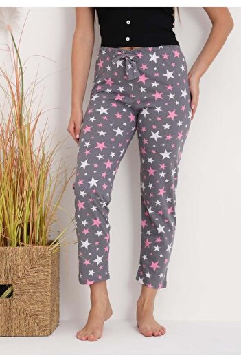 embody Women's Pyjama Trousers Cotton stars print grey 212