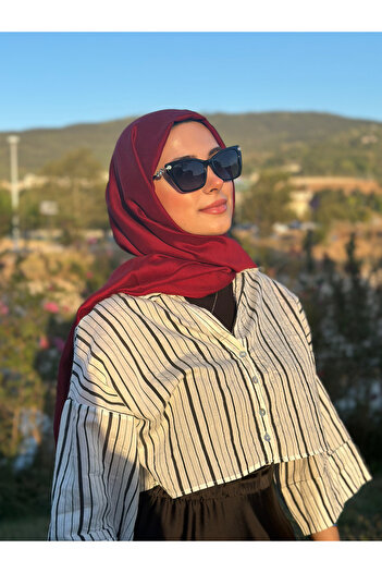 Lantliv Hijab Viscose Silk Blended Aerobin Fabric Solid Color Shawl, Self Wrinkle Pattern Shawl