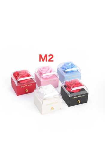 JML Elegant Rose Box, 8x7cm, Stainless Steel Necklace, Hard Plastic Pink Color