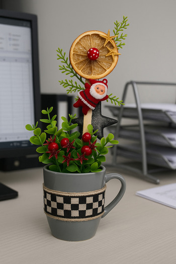 Marrone Christmas Themed Decorative Mug Flower Pot – New Year's Office and Tabletop Ornament”