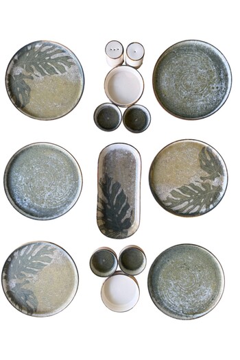 Denia Home |   Mossleaf | 14 Piece Stackable Breakfast Set for 6 People