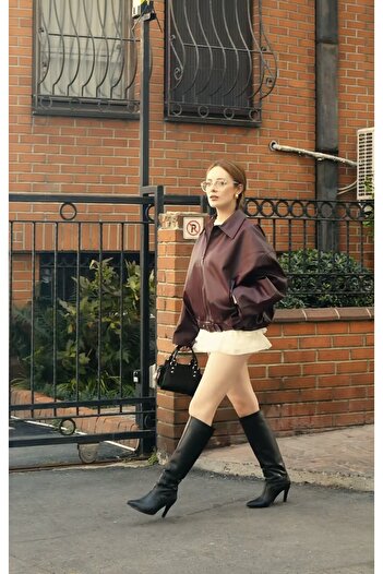 PRİFALDİ Premium Oversized Bomber Leather Jacket