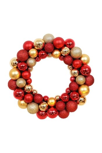 OEM Christmas wreath, red and gold, 35x35x8cm, festive decoration