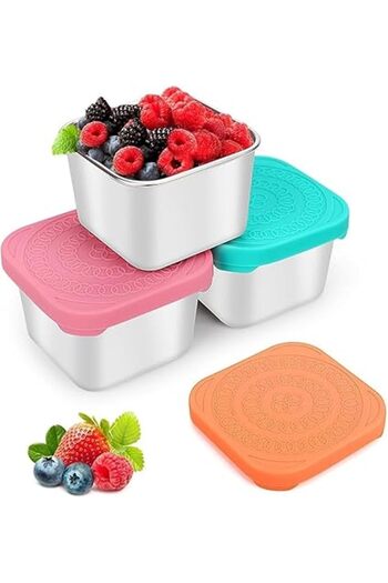 The Bros Pack Stinless Steel Snck Containers Lek proof Lids Reusble Trvel Picnic Office