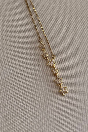 FIERA JEWELRY Star Zircon Stone Steel Y Gold Women's Necklace