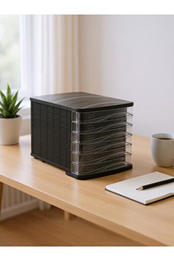 Ark Document Rack with Drawers Plastic 5-Piece Black Ark-4445