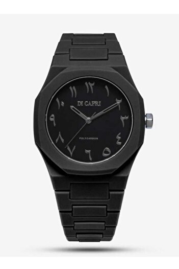 Di Capri Men's Carbon Watch with Arabic Numerals, High Quality, Water Resistant, Black