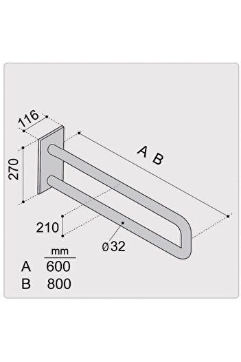 Other Ergoplus 60cm Fixed Handrail Satin Finish