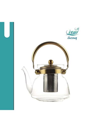 DLC Glass teapot with gold lid 1.1 liters
