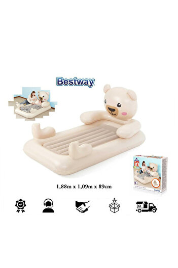 TSUMAB Bestway Inflatable Bear Shaped Air Bed for Kids – Soft & Comfortable Sleeping Mattress