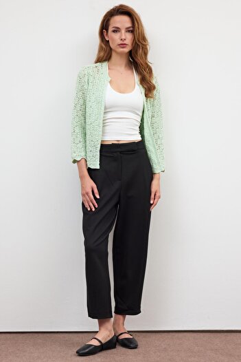 SHERIN Green Openwork Knitwear Cardigan