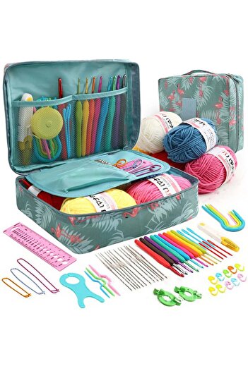 COOYA Beginners Complete Crochet Set, Yarn Crochet Instruction Crochet Hook Storage Case Knitting