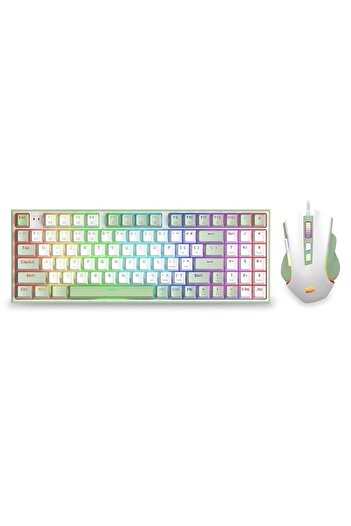 REDRAGON Ultimate Gaming Rig white mechanical keyboard and mouse kit with RGB lighting