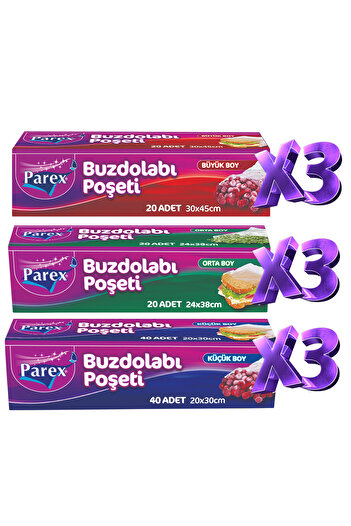 Parex Refrigerator Bag Three Sizes 9 Pack Set