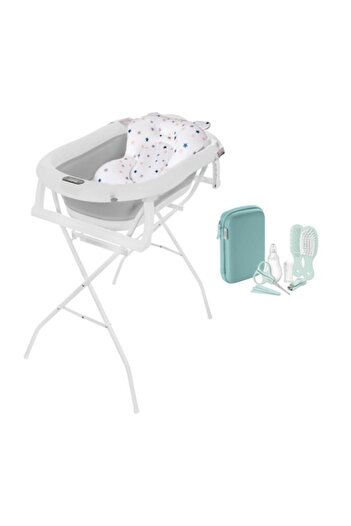 Primabobo Folding bathtub set, Primabobo, Genua Premium, with thermometer, plug and anatomical support, Gray + support p