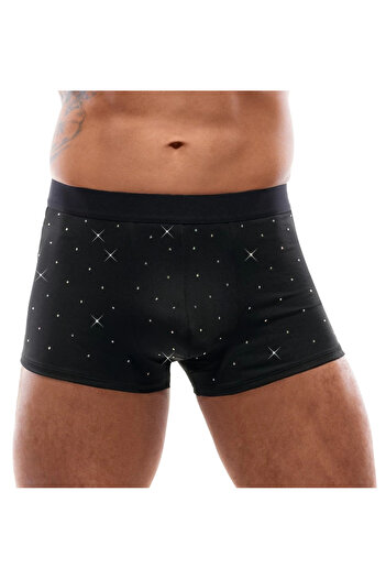 Other Svenjoyment - Black Men's Boxer Shorts with Silver Crystals L