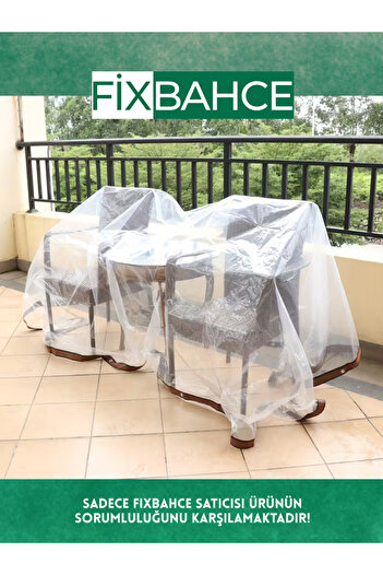 Fixbahce FixBahçe 2mx4m Şeffaf PVC Rüzgar,Yağmur Geçirmez Mobilya Naylon Brandası