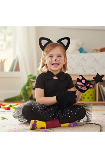 zola 7-piece kitty costume, 3-10 years, 20 cm skirt, ears, paws, wand, bow tie and tail