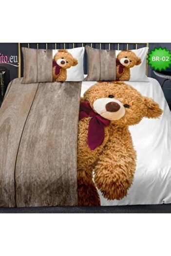OEM Bed linen, 2 people, identical 3D print, fine, 6 pieces, with teddy bears, LFD107