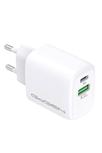 Gogen ACHPDQ 220 wall charger, 1 x USB-C 20W, 1 x USB-A 18W, white