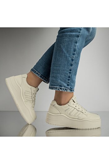 BMoD Women's beige lace-up sport shoes MOD12998