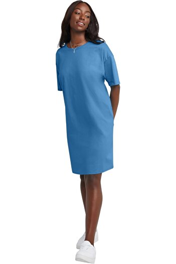 HANES Women’s Essentials Cotton T-Shirt Dress, Wear Around Jersey Oversized Shirt