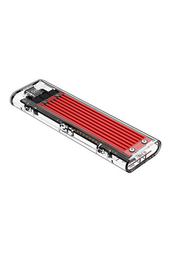 Other Kieszeń obudowa na dysk TCM2-C3 M.2 NVME na USB-C 10Gb/s - czerwono-przezroczysta