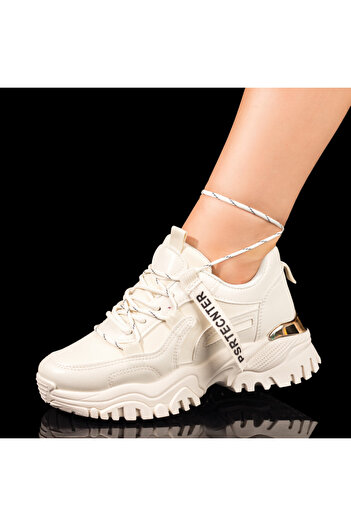 BMoD Women's beige lace-up sport shoes MOD03453