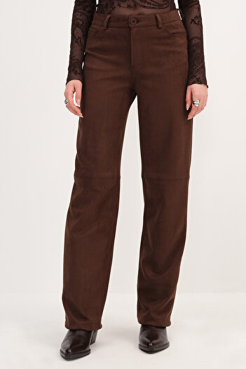 Addax Suede Wide Leg Pants Pn17615
