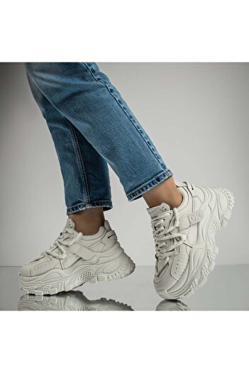 BMoD Women's white lace-up sport shoes MOD11699